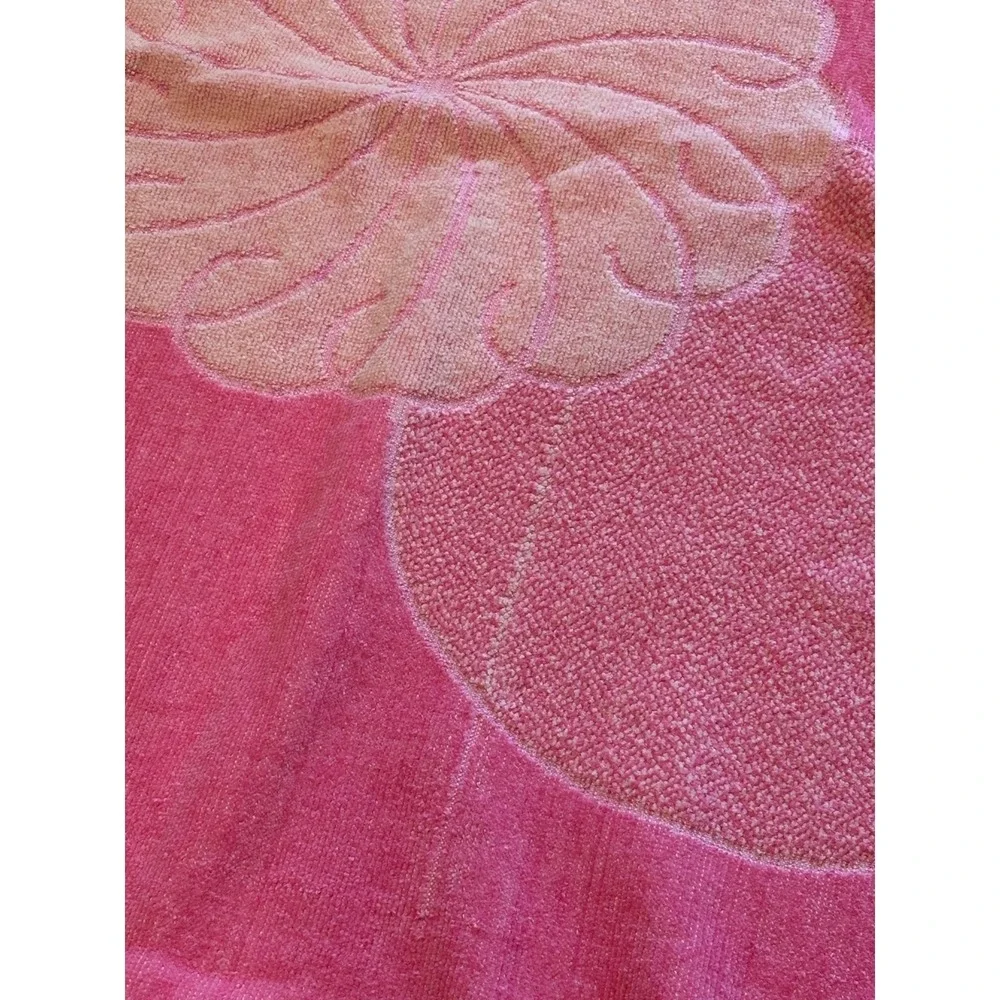 Vintage 60s towel set of 4 pink and orange retro mid century Cotton terrycloth